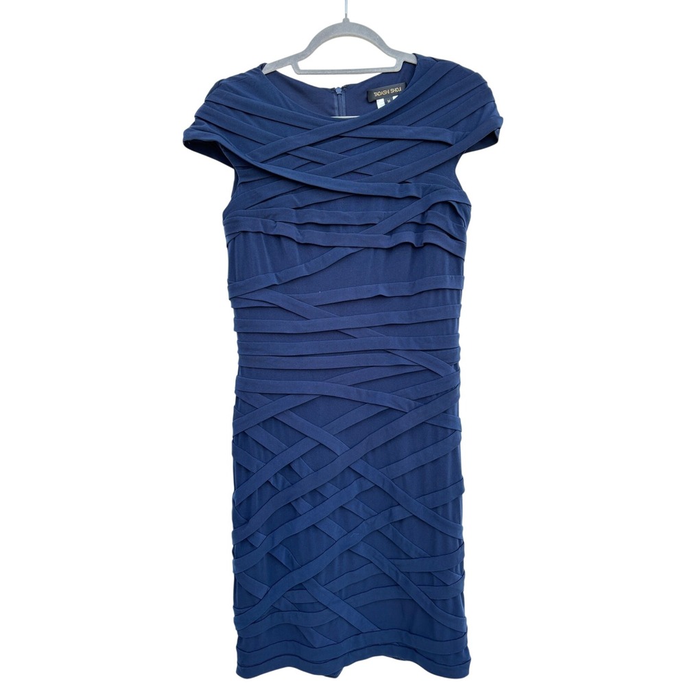 Tadashi Navy Blue Dress, Formal, Flattering, Monochromatic, Cap‎ Sleeves, Sz M